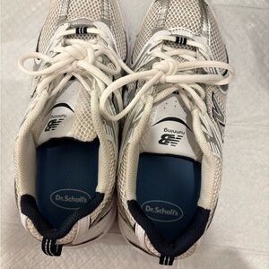 Dr. Scholl's White and Navy Sneakers